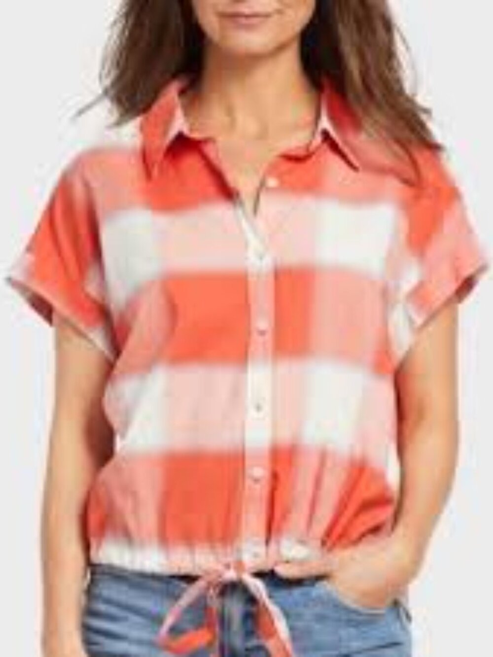 Sanctuary Coral Checkered Blouse Shirt‎ Size Large